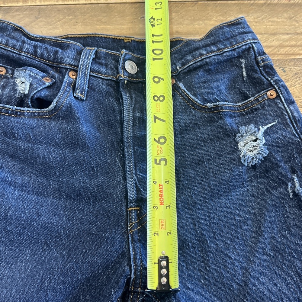 Levi's 501 S Button Fly Skinny Jeans Womens 24x30 High Rise Distressed Dark Wash - Picture 12 of 15